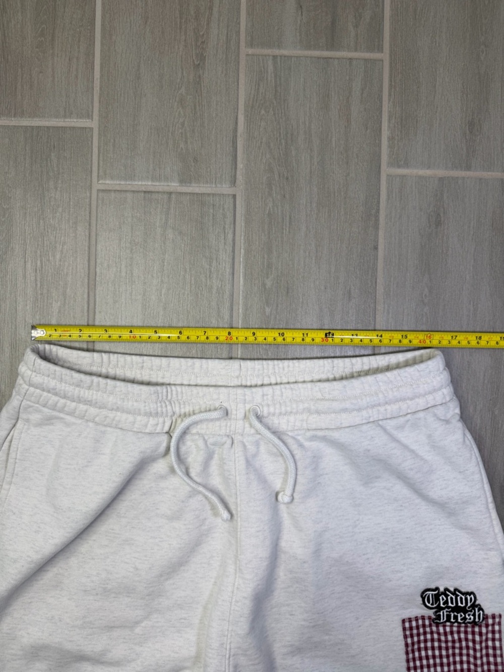 Teddy Fresh Gray Patchwork Jogger Sweatpants Drawstring Mens Size Large - Picture 8 of 9